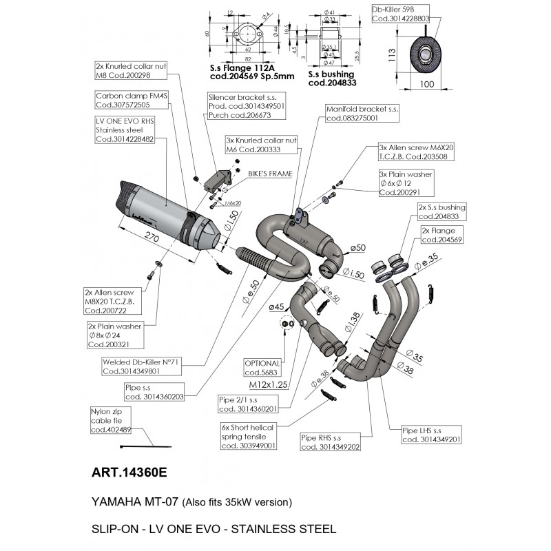 Ligne Complète LEOVINCE LV One coupelle carbone Yamaha MT 07 2021