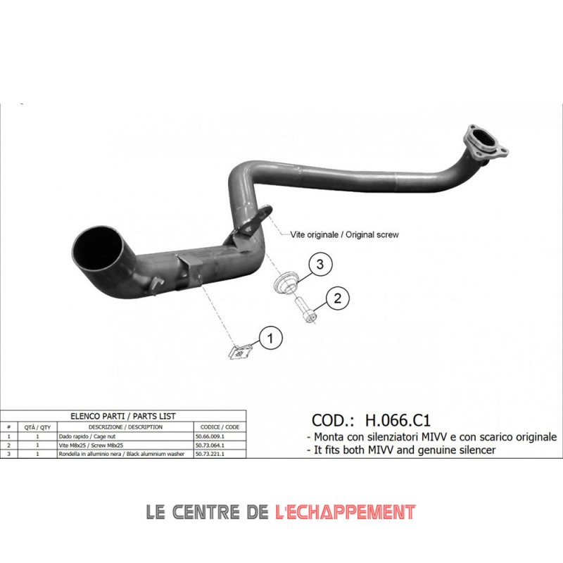 Collecteur sans catalyseur MIVV HONDA X-ADV 750 2017-...